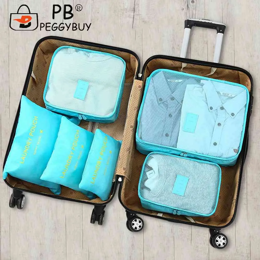 6pcs/set Travel Cases Thickening Lage Storage Bag Waterproof Foldable Space Saving For Family Vacation Skiing Camping_voghion.com