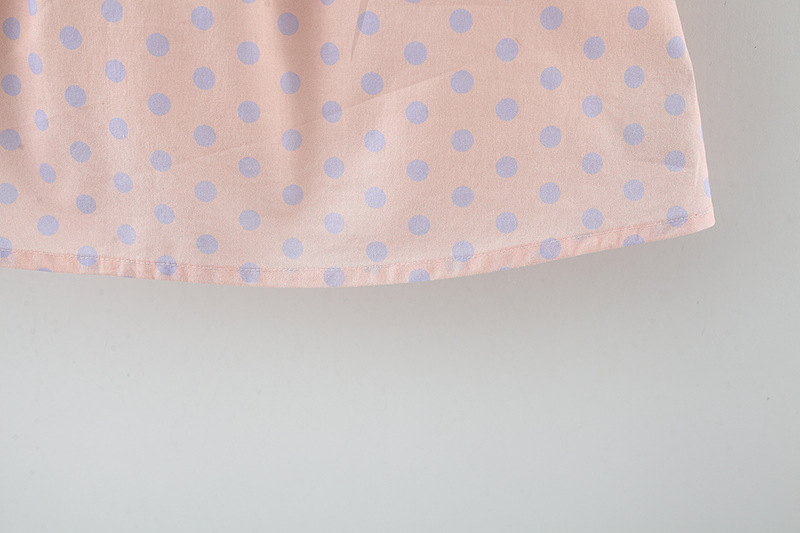 Vestido de verano para niña con estampado de lunares y flores, con tirantes de conejo y cremallera_voghion.com