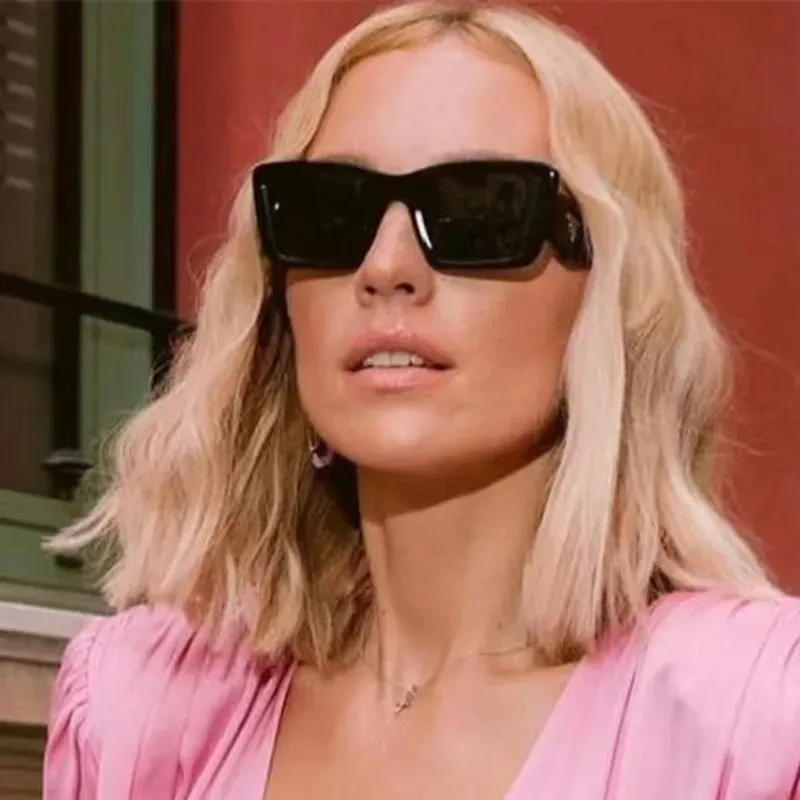 Sonnenbrille 2024 Fashion Square Frau Vintage Cat Eye Design Sonnenbrille Weiblich Männlich Persönlichkeit Cool Retro Black Cateye_voghion.com