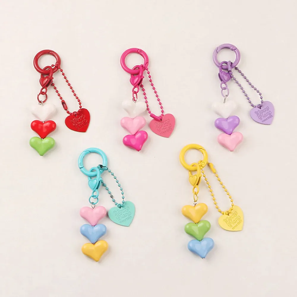 Catene per cellulare con ciondolo a forma di cuore 3D coreano, carine, per donne, portachiavi, dolce, color caramella, decorazione, gioielli_voghion.com