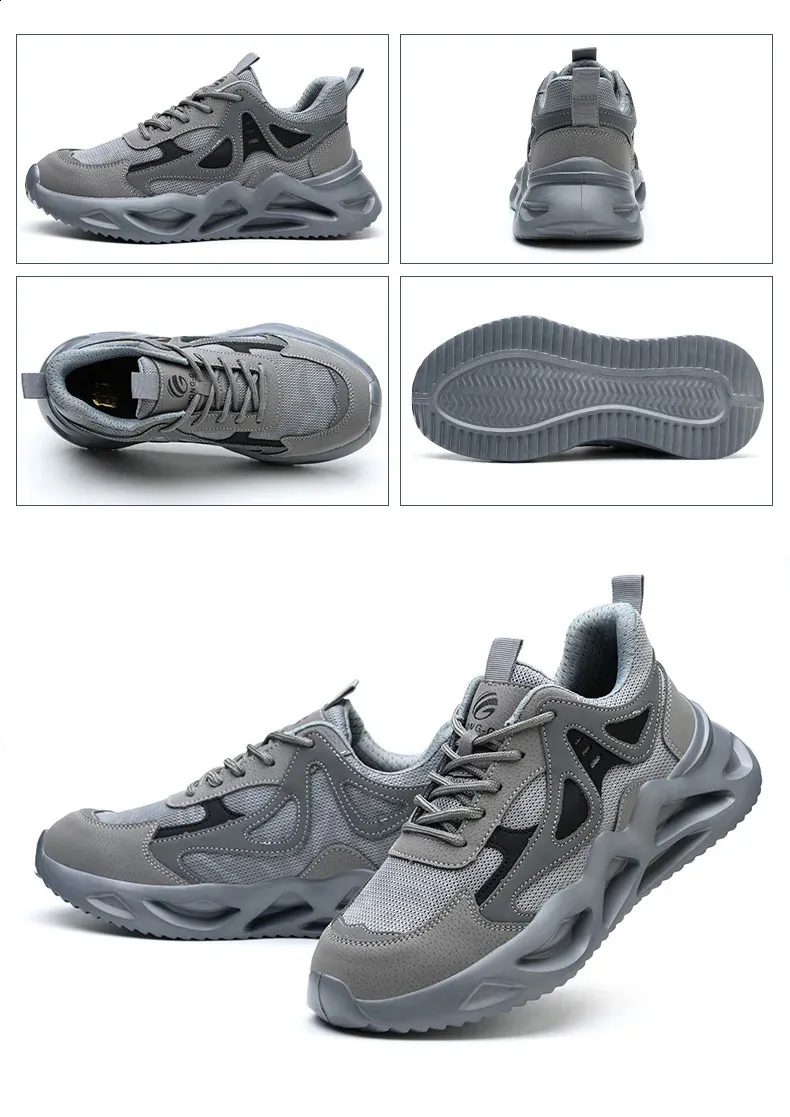 Steel Toe Safety Shoes Men's Breathable Protective Work Trainers_voghion.com