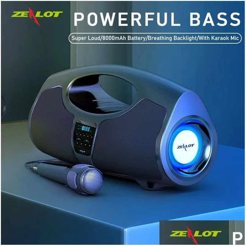 Mikrofony Zealot P1 Bezprzewodowy głośnik Bluetooth Karaoke 40 W Zewnętrzny subwoofer Super Bass Stereo Przenośny z_voghion.com
