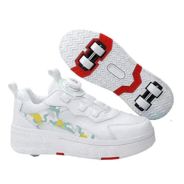 Kids Roller Skate Shoes Boys Girls Fashion Casual Runaway 4 Wheels Deformation Sneakers Adults Teenagers Children_voghion.com