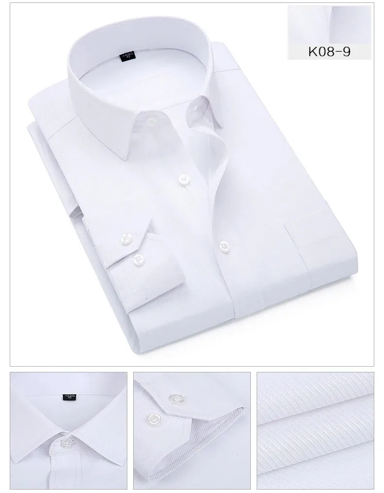 Plus Size S to 8xl formal for men striped long sleeved non-iron slim fit dress shirts Solid Twill Social Man's Clothing_voghion.com