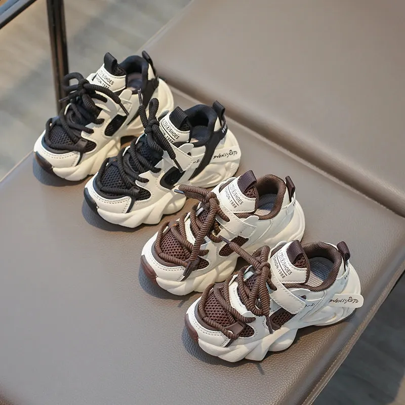 Childrens air mesh childrens casual sports color matching lace breathable boys and girls running shoes anti slip 240912_voghion.com