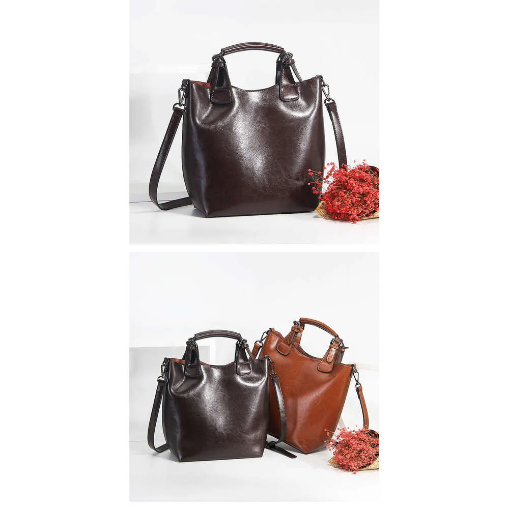 Zncy 100% Gnuin Lathr -käsilaukku Rtro Coff Women Casual Tot Buckt Bag Classic Black Lady Crossbody Mssngr_voghion.com
