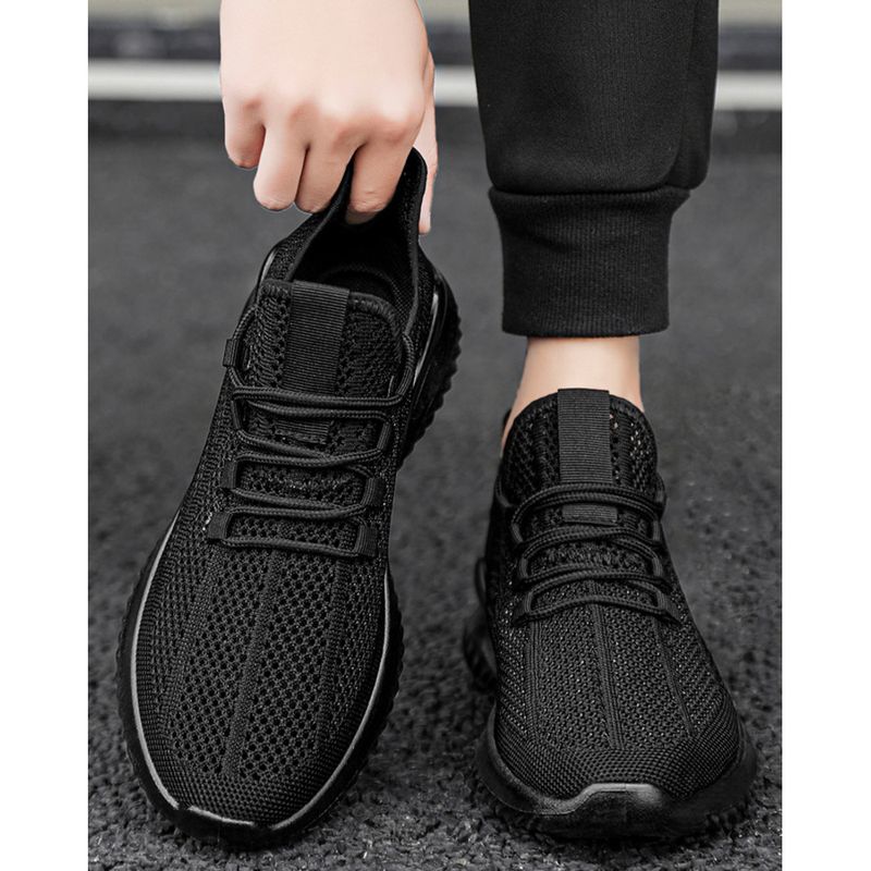 Shoes men autumn summer new flying woven breathable lightweight men's casual mesh shoes_voghion.com