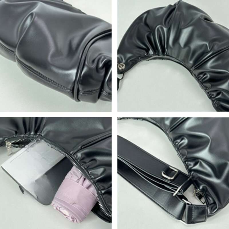 spring And Summer New Korean Folding Pods Women's Large-capacity Cow Horn Shoulder Bag Fashionable And Versatile_voghion.com