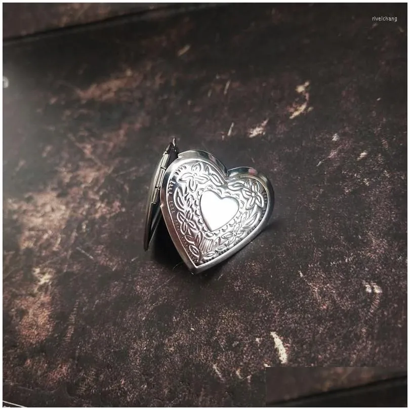 Collier pendentif médaillon en acier inoxydable poli cœur_voghion.com