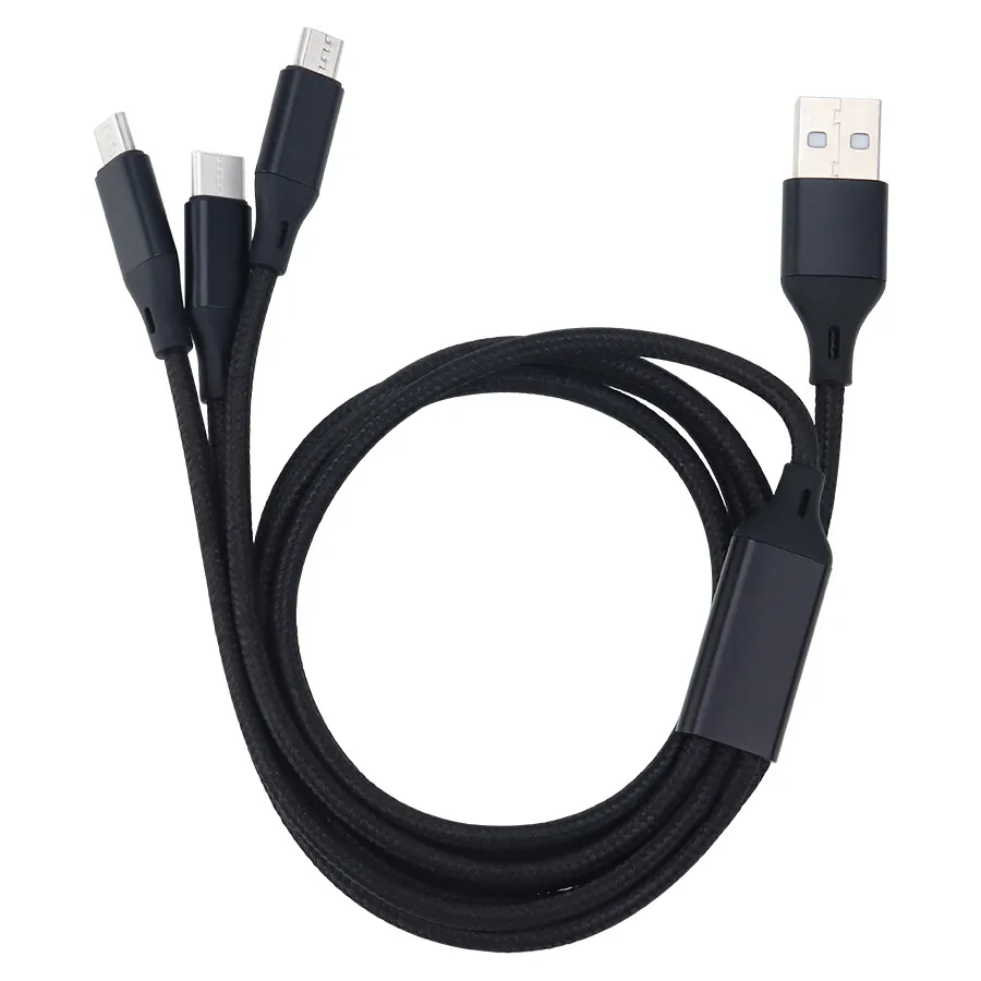 1.2m 3 In 1 Nylon Braided Multi USB Fast Charging Cable Micro Usb Type-C For Xiaomi Samsung Android Phone Charger Cord_voghion.com