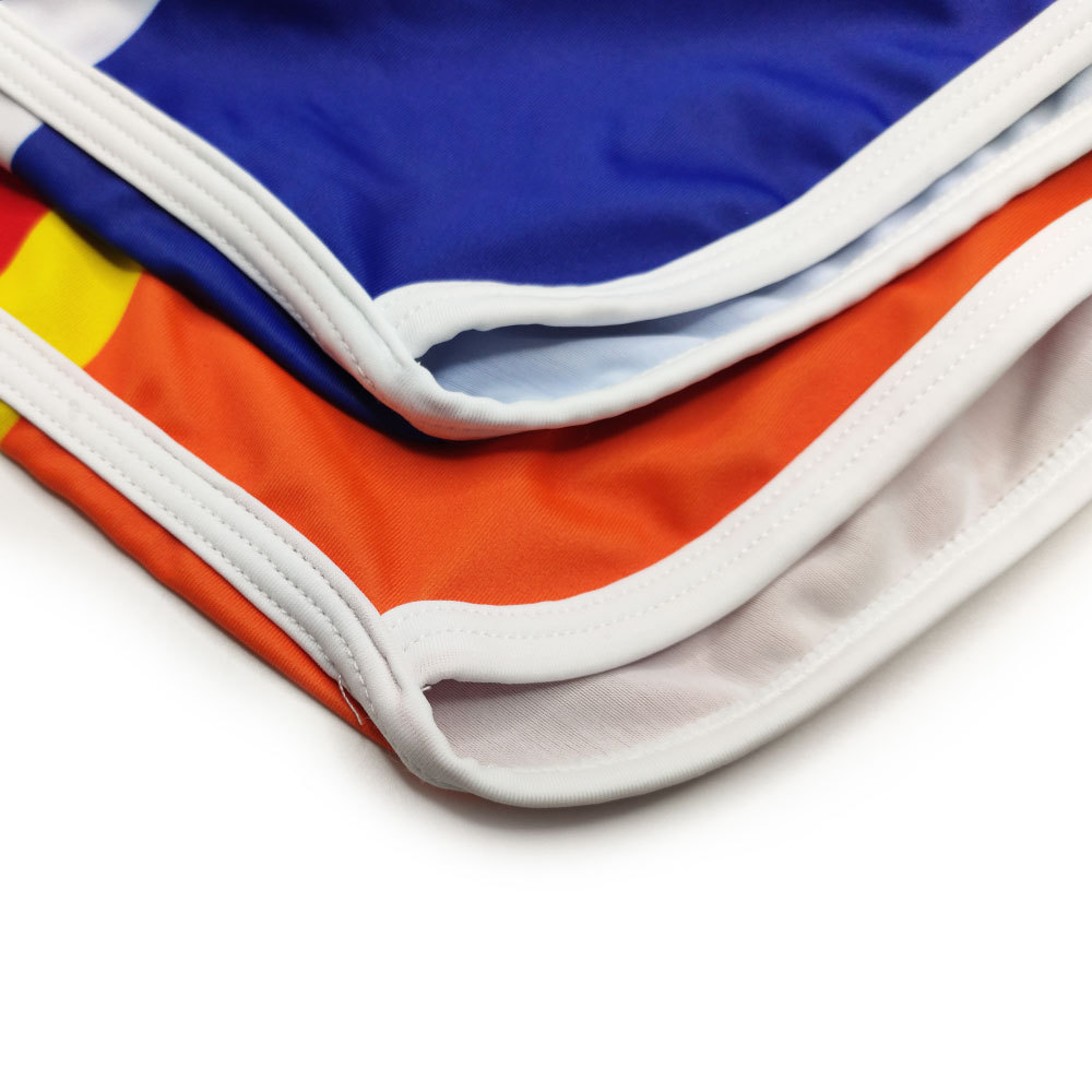 UXH Short de bain à rayures colorées pour homme, short de sport à séchage rapide, coupe ajustée et tendance_voghion.com
