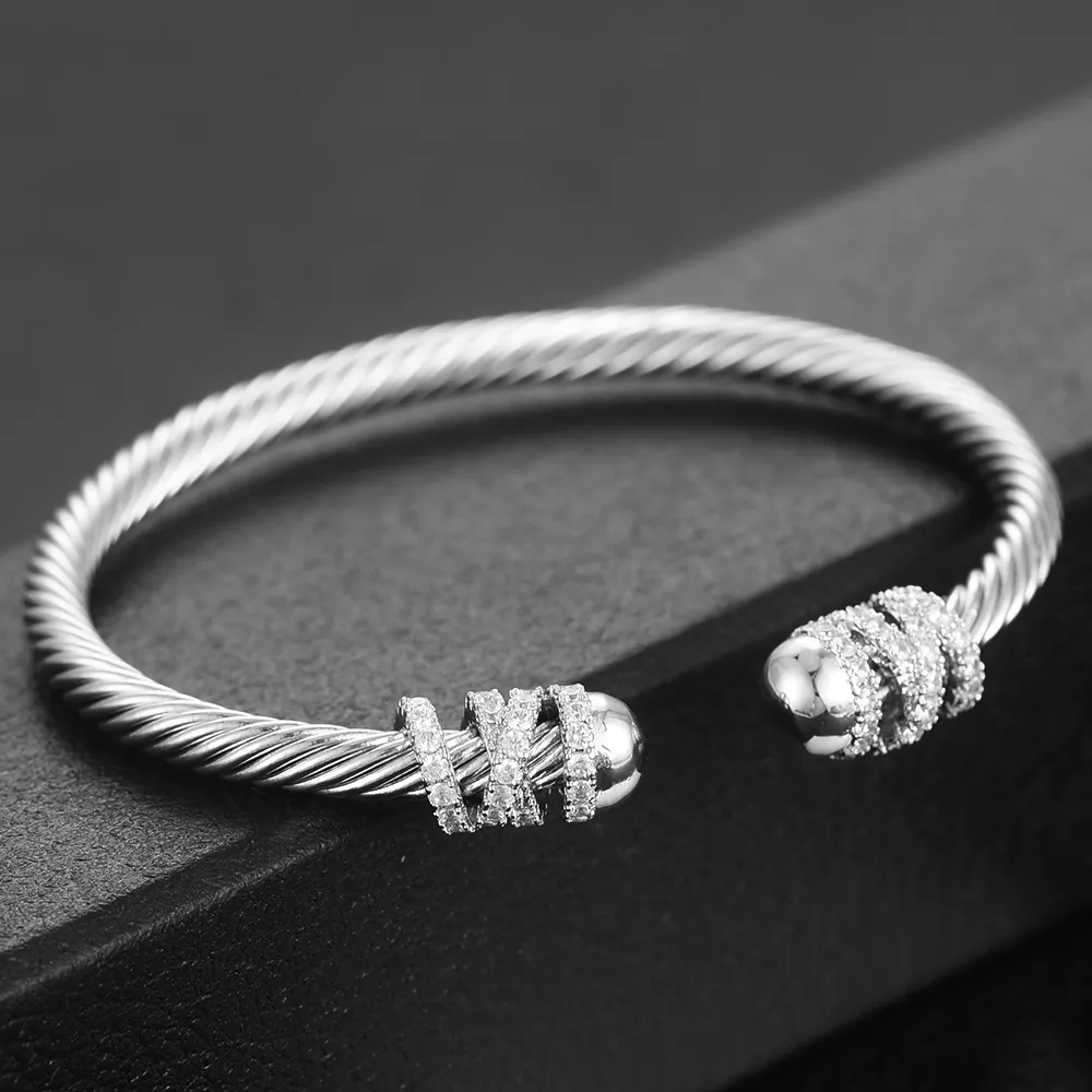 DAVID Designer Jewelry Mans DY Bangle GODKI Trendy Empilhável Cuff Para Mulheres Pulseira Completa Cubic Zircon Cristal_voghion.com