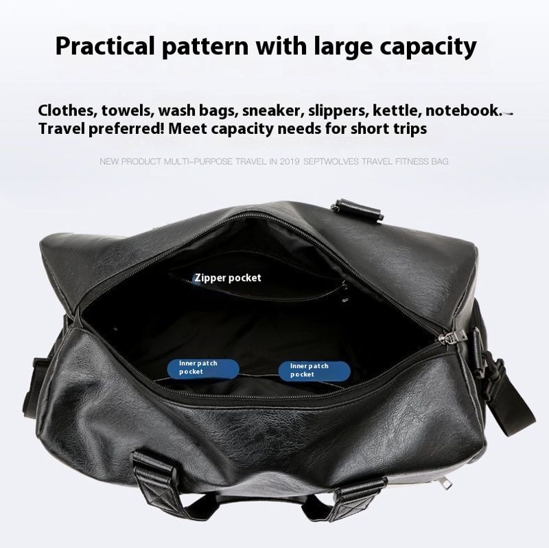 Neue trendige Fiess-PU-Reisetasche großem Fassungsvermögen Herren mit Spritzschutz für Sport und Damen_voghion.com