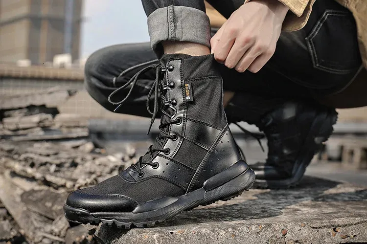 Summer Breathable Desert Hiking Mens High Top Outdoor Climbing Mountaineering Shoes Lightweight Boots 240628_voghion.com