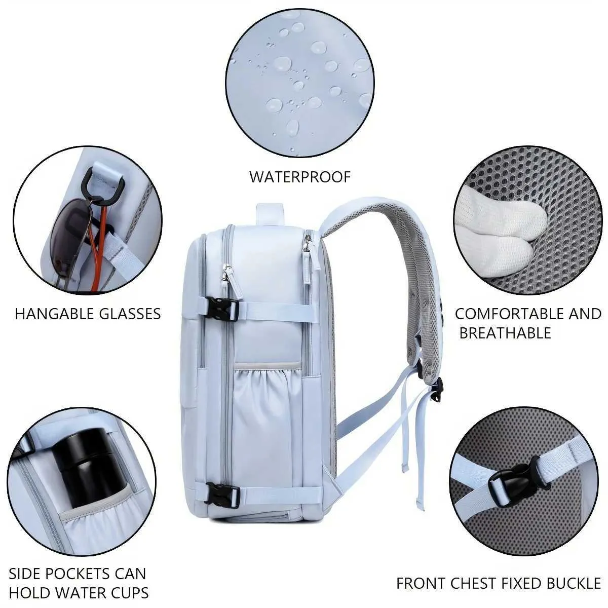 Sac à dos de grande capacité avec compartiment à chaussures en Dacron, sac à dos léger pour ordinateur portable avec port de chargement, mode voyage_voghion.com