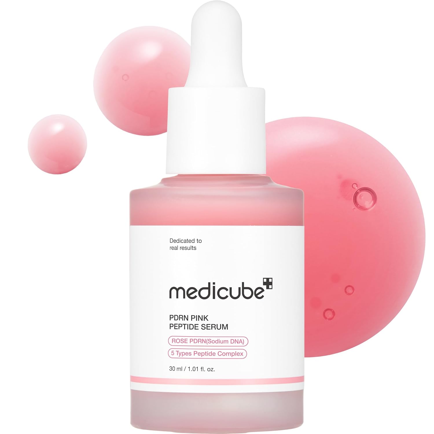 ser cu peptide roz PDRN medicube, ser strălucitor roz, peptidă, niacinamidă, hidratare și hidratare și fermitate, nuanță neuniformă a pielii_voghion.com