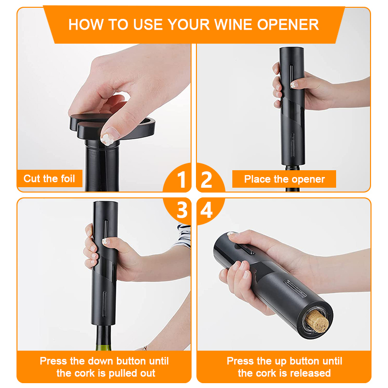 Deschizător de sticle de vin electric cu tăietor de folie, buton cu un singur clic, reîncărcabil, tirbușon automat pentru vin roșu, pentru iubitorii de vinuri, bar și petrecere_voghion.com