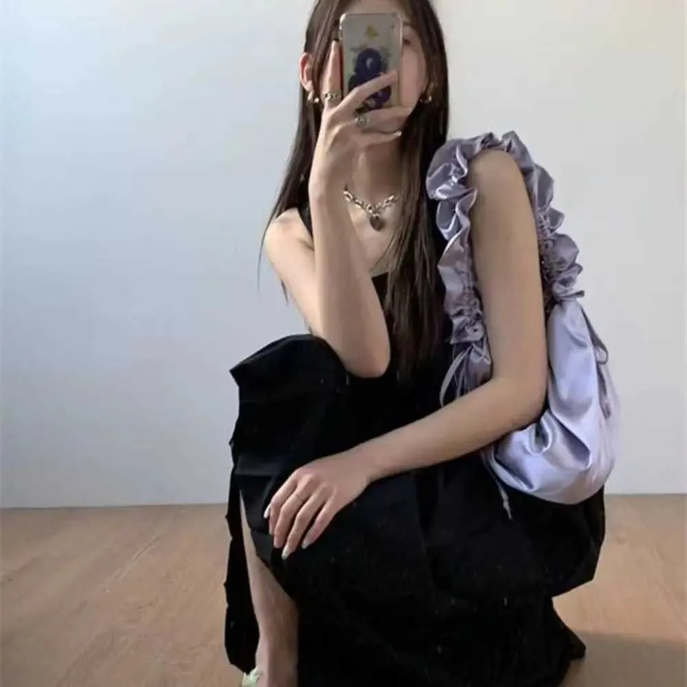 Silk Satin Oxford Handbag New Big Soft Shoulder Side Fold Underarm Bag WomenC241104_voghion.com