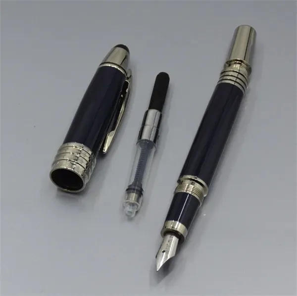 Pluma estilográfica de metal negro de alta calidad, venta al por mayor, papelería para escuela y oficina, pluma de tinta caligráfica de punta de 0,7 para regalo de negocios._voghion.com