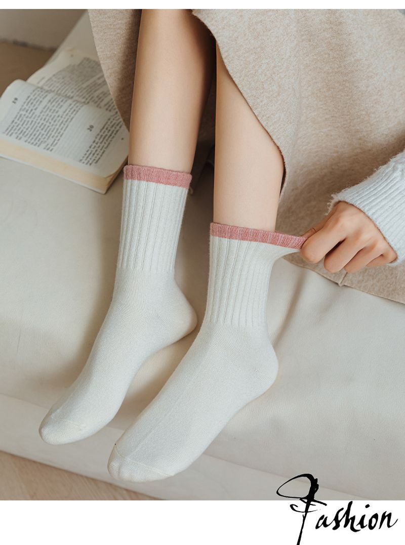 Solid color cotton for children, winter rabbit cashmere, thick midsole women's s, striped embroidery, high elastic_voghion.com