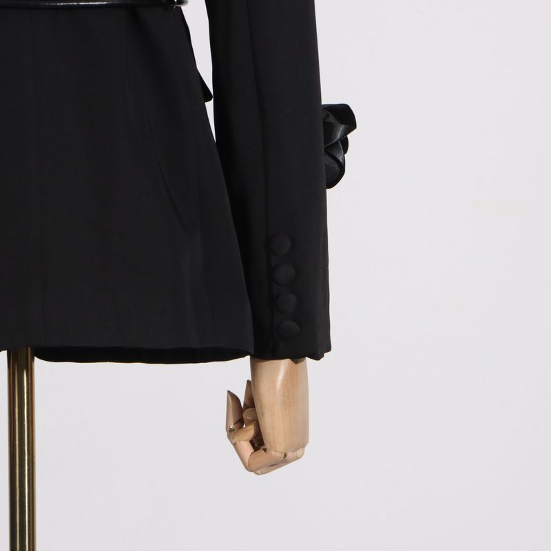 Women's Clothing temperament black three dimensional wer lace ing design long sleeved suit jacket_voghion.com