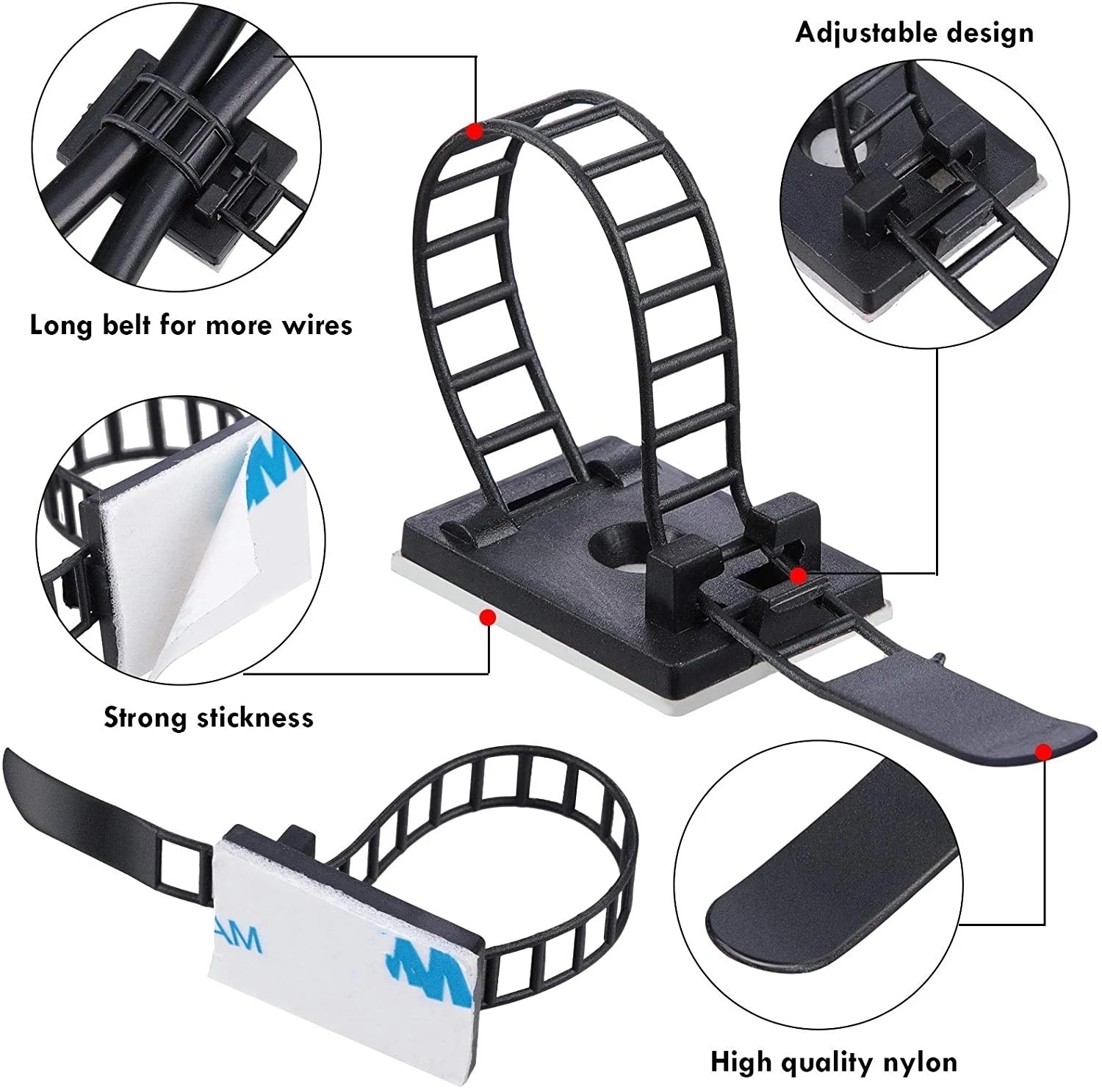Adjustable Cable Organizer Wire Winder Clip Earphone Holder Self Adhesive Mouse Keyboard Cord Management USB Charger Protector_voghion.com