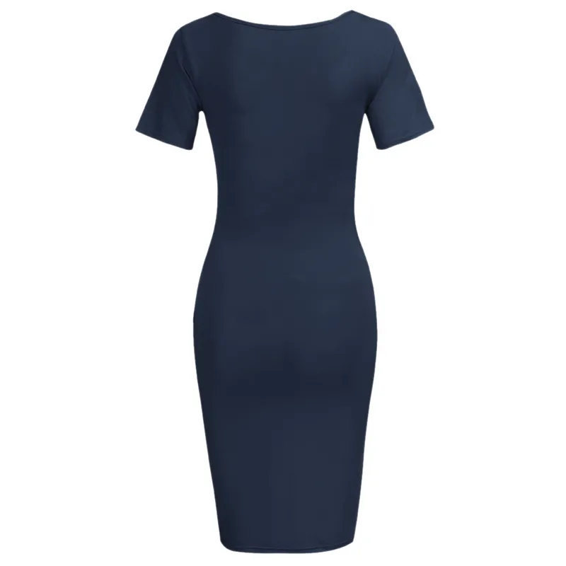 bunvel Sommer Bodycon Gravide Kvinner Sommerkjoler Ensfargede Mammaklær Kortermede Graviditetskjoler Premama Wear_voghion.com