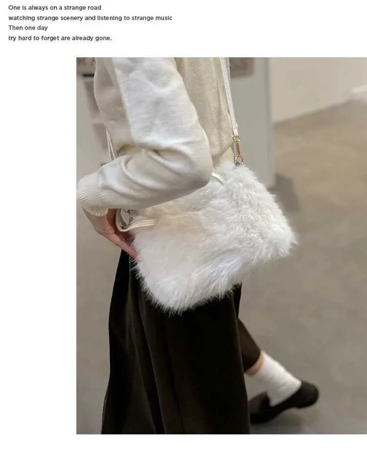Damen Solid Plüsch Handtasche Fluffeg Weich Casual Kleng Satchelen Crossbody Taschen Grouss Kapazitéit Weiblech Versatile Messenger_voghion.com