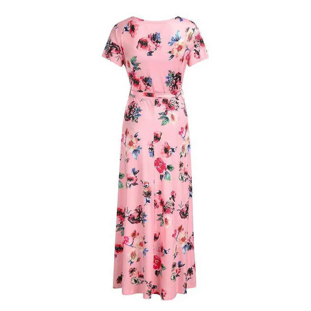 Women's Long Dress Prom Clothes Floral Printed V Neck Summer Pregnancy Dresses For Pregnant Women Maternity Clothing_voghion.com