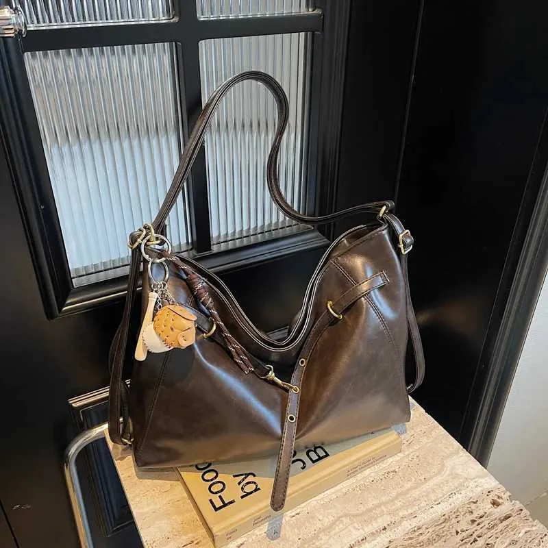 Ladies large capacity shoulder bag fashionable solid color PU casual zipper crossbody ba241216_voghion.com