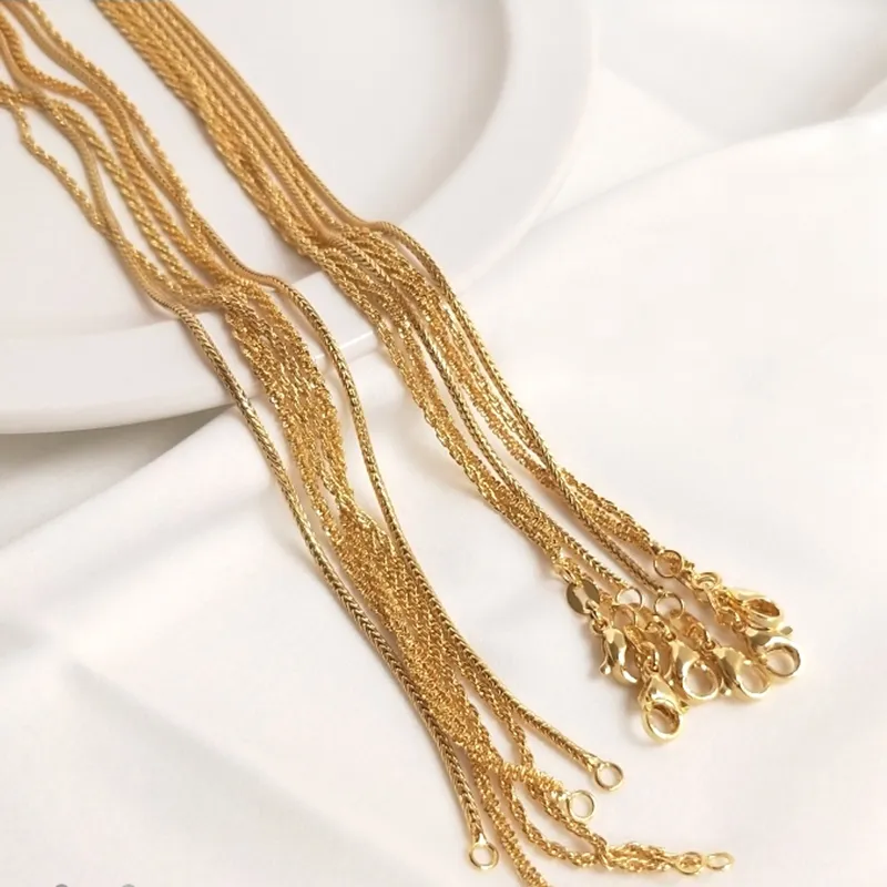 Chaînes plaquées or véritable, rétention de couleur, 60 cm de long, collier, accessoires de fabrication de bijoux, accessoires de bijouterie_voghion.com