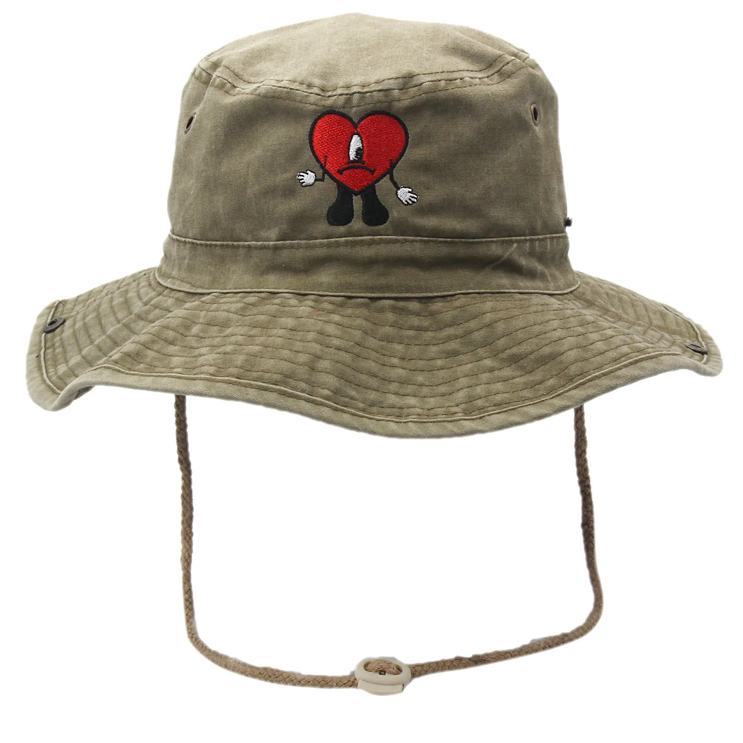 Pălării de plajă pliabile cu boruri largi din bumbac, brodate cu Bad Bunny, pescar, UN VERANO SIN TI, pentru femeie_voghion.com