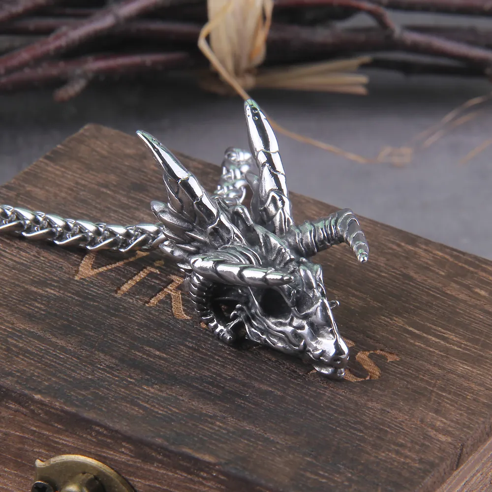 Collane con ciondolo Drago Gioielli in acciaio al titanio Testa di animale Collana Punk Uomo Accessori GioielliPendente Sidn22_voghion.com