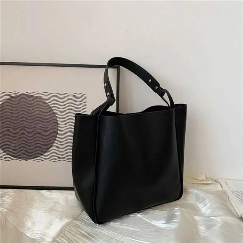 Bucket Shoulder Bag For Women Large Capacity Solid Colour Handbag_voghion.com