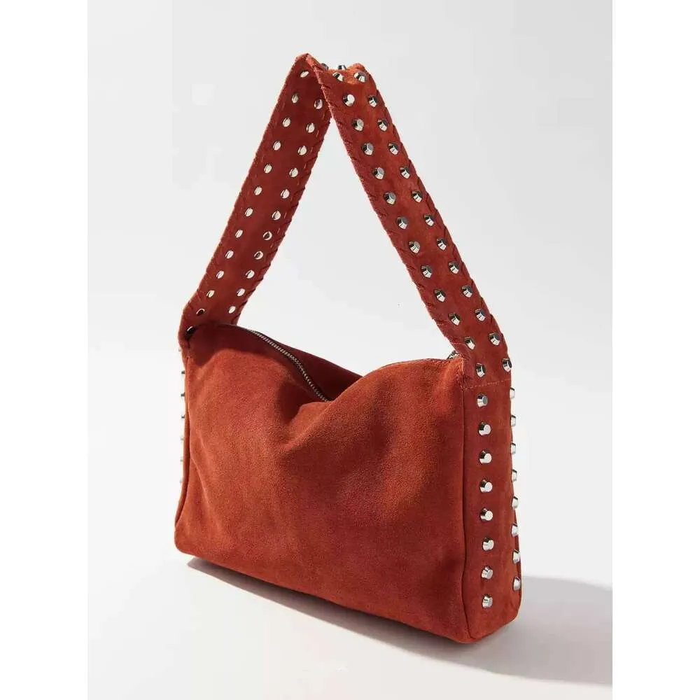Damen Schulter Crossbody Messenger Europäischen und amerikanischen Stil Nieten Handtasche Wildleder Retro Motorrad weiche Achseltasche_voghion.com