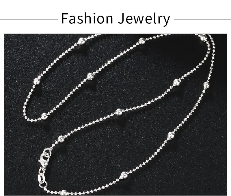 Correntes Moda Sterling Sier 40-60cm Contas Colar Para Mulheres Charme Suéter Corrente Festa de Casamento Lembrancinhas Jóias_voghion.com