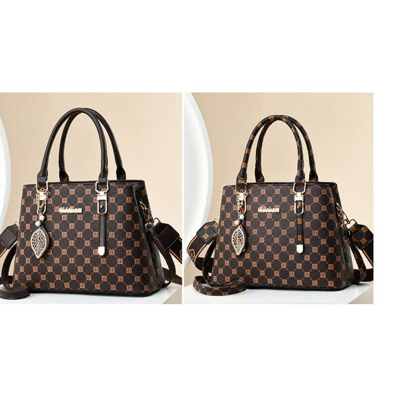 Bolso de gran capacidad con estampado de cuadros, estilo occidental, moderno y versátil._voghion.com