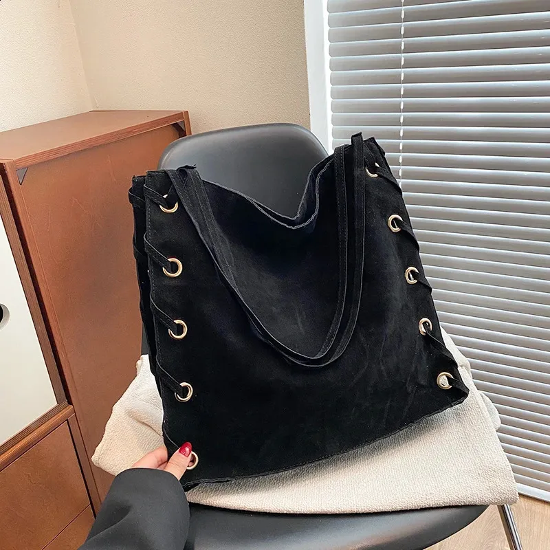 Ladies Handbags Brown Bags Tote Suede Leather Shoulder Women Top Handle Bag Female Sac A Main 240924_voghion.com