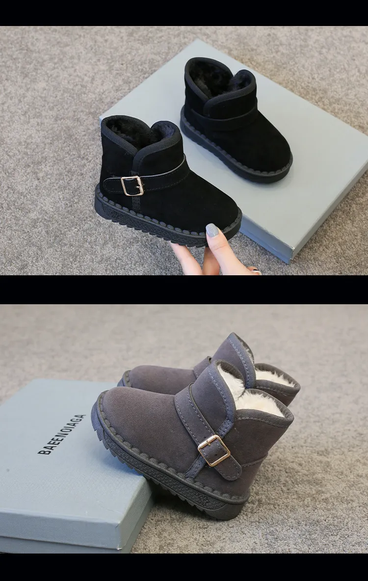 Kids Snow Brown Boys and Girls Baby Toddler Cotton Shoes Kidsnest Gray Soft Padded Thickened Pink Children's Winter_voghion.com
