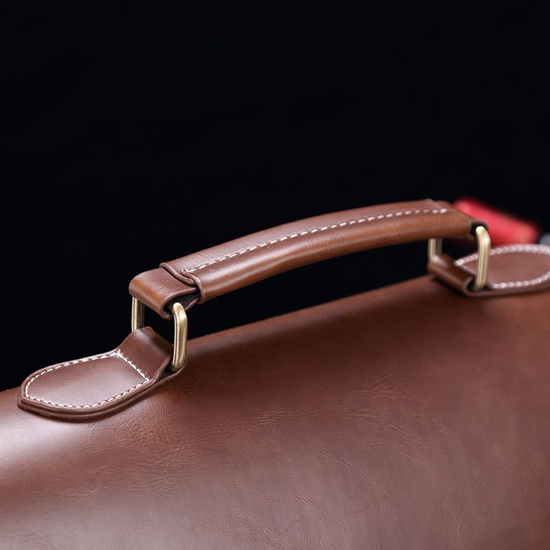 Neue business Crazy Horse PU aktentasche männer schulter umhängetasche Halb-förmigen horizontale retro handtasche herren_voghion.com