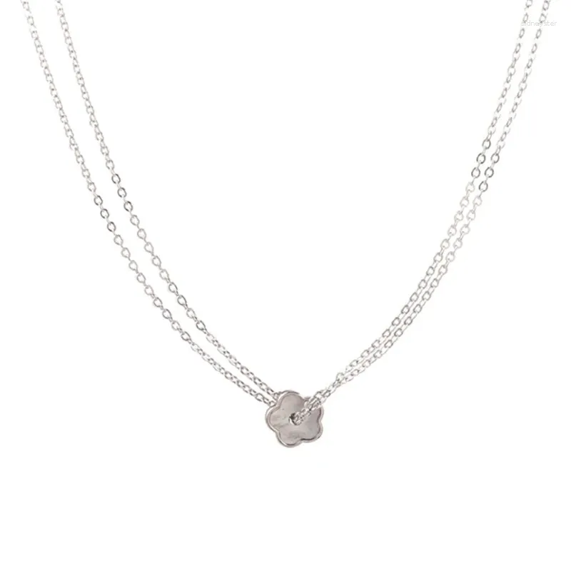 Collane con ciondolo, doppio strato, fiore, collane per ragazza_voghion.com