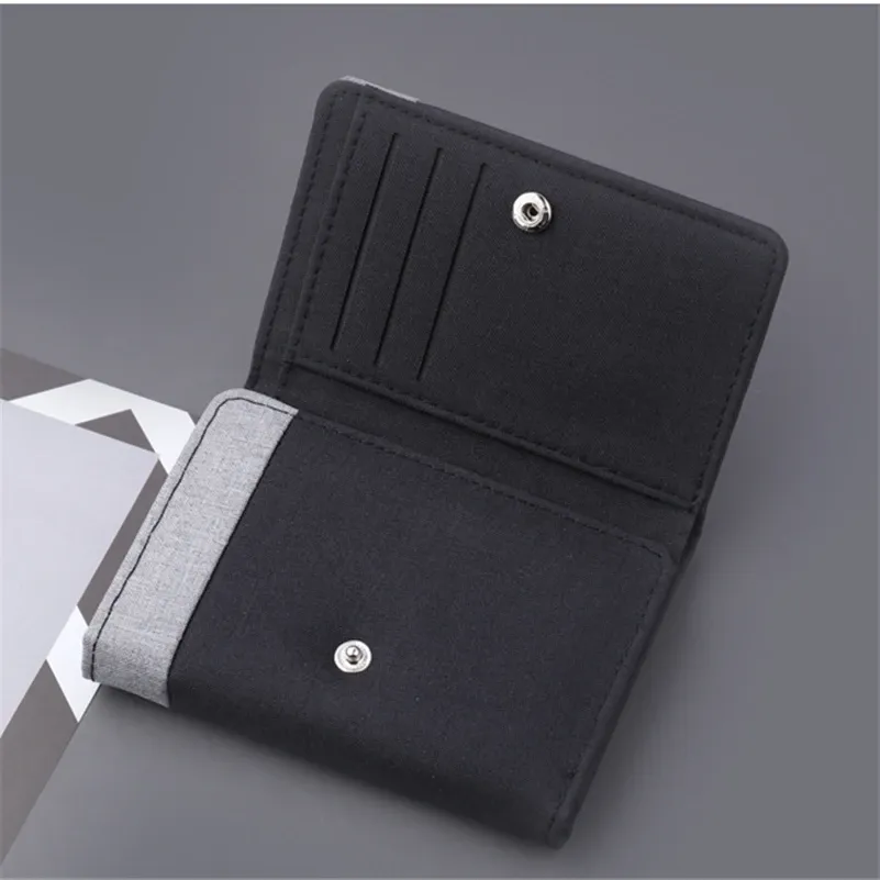 Canvas Men ID/Photo Holders Black/Blue/Gray Card Holder Wallet Case 8 Slots Hasp Male Purse_voghion.com