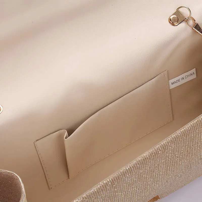 Womens Pleated Sequin Evening Clutch Wedding Purse Bride Handbag Chain Crossbody For Banquet Party Dinner Bag 240807_voghion.com