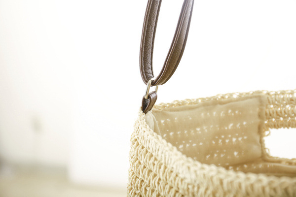 Borsa da spiaggia in stile pastorale con tracolla singola in paglia da donna_voghion.com