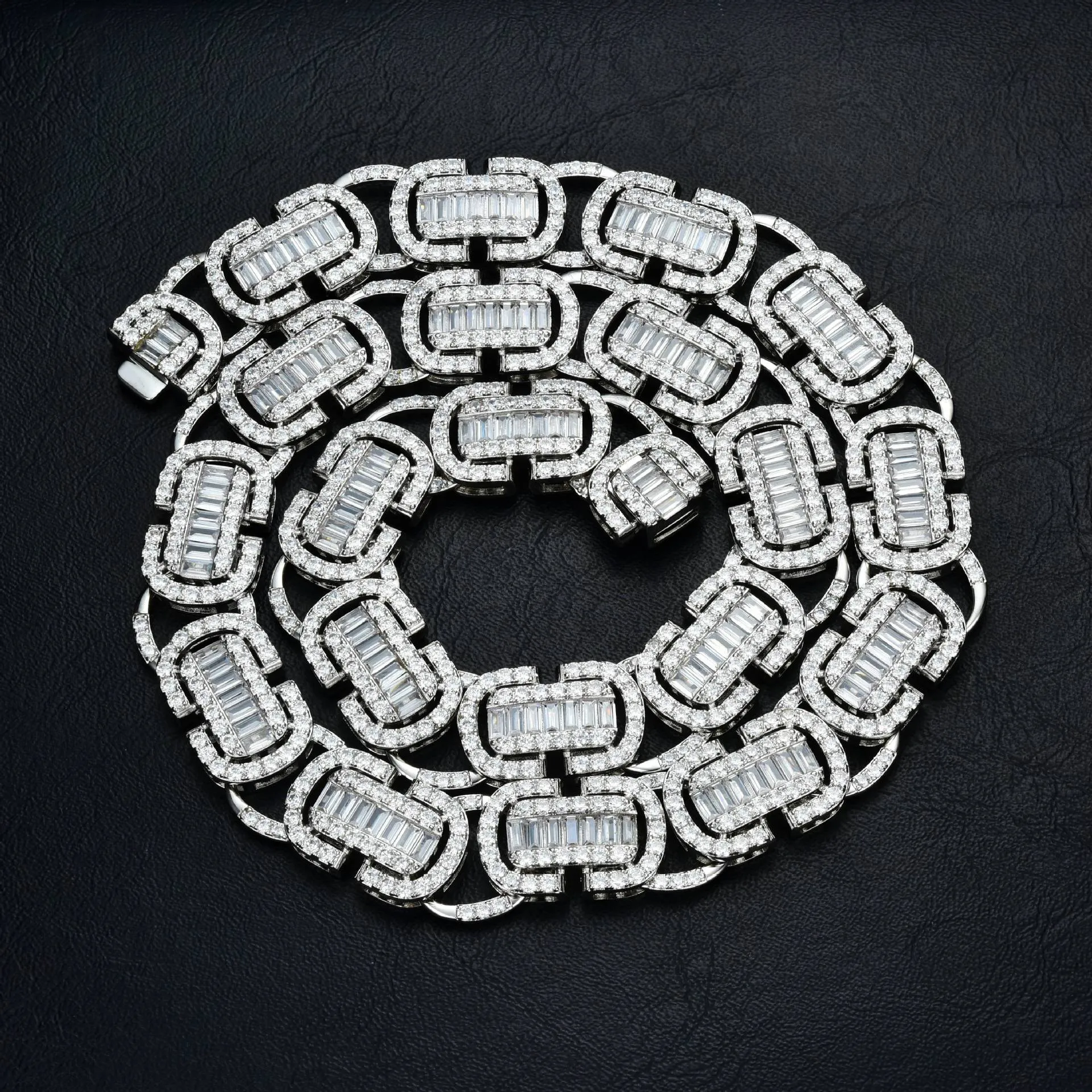 Zircone fibbia 10K 14K placcato oro 12mm Miami catena in acciaio inossidabile collana set uomo gioielli cubano link_voghion.com