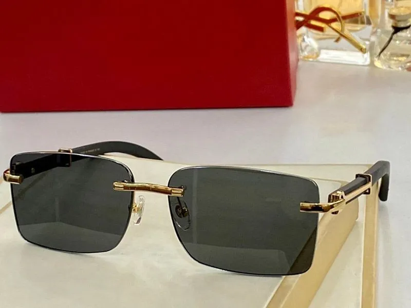 Lunettes de soleil pour hommes et femmes en cornes de buffle, lunettes de soleil de créateur haut de gamme, montures en métal doré poli gris bleu, rectangulaires_voghion.com