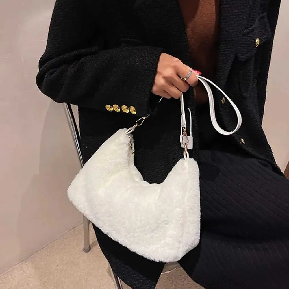 Womens Fi shoulder womens underwear bag soft plush handbag Y241025_voghion.com