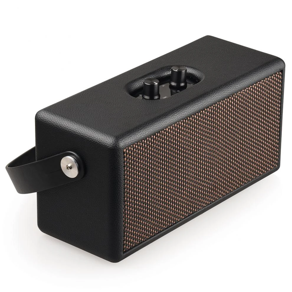 16W vintage brun og sort farve højttaler Bærbar & Retro Wood Design Stereo Sound til forstadscamping/dans_voghion.com