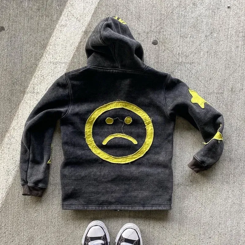 Herren Y2k Casual Retro Gothic Hoodies Europäische und amerikanische Buchstabenstickerei Übergroßer Hoodie Damen Y2K High Street Paarmantel Retro Loose_voghion.com