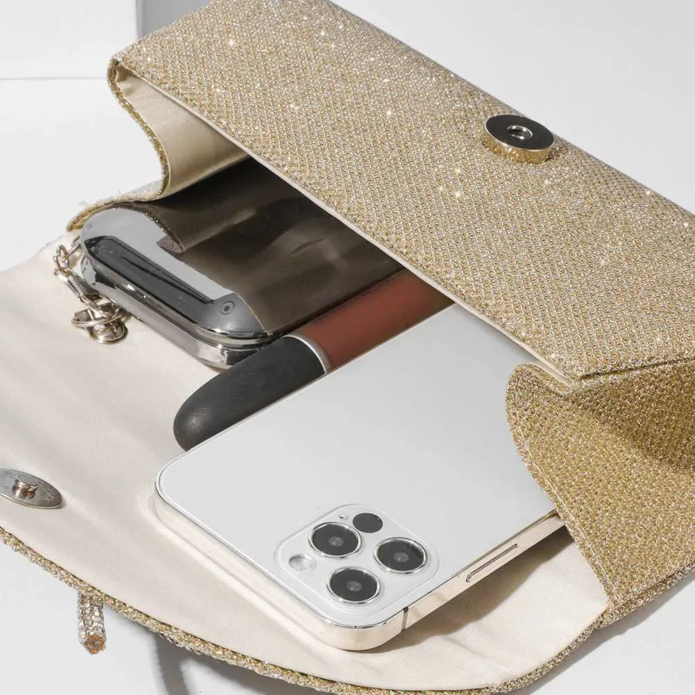 Elegante pochette con fiocco in cristallo scintillante da donna, con busta, per cena, sera, matrimonio, festa, ballo, portafoglio Y241019_voghion.com